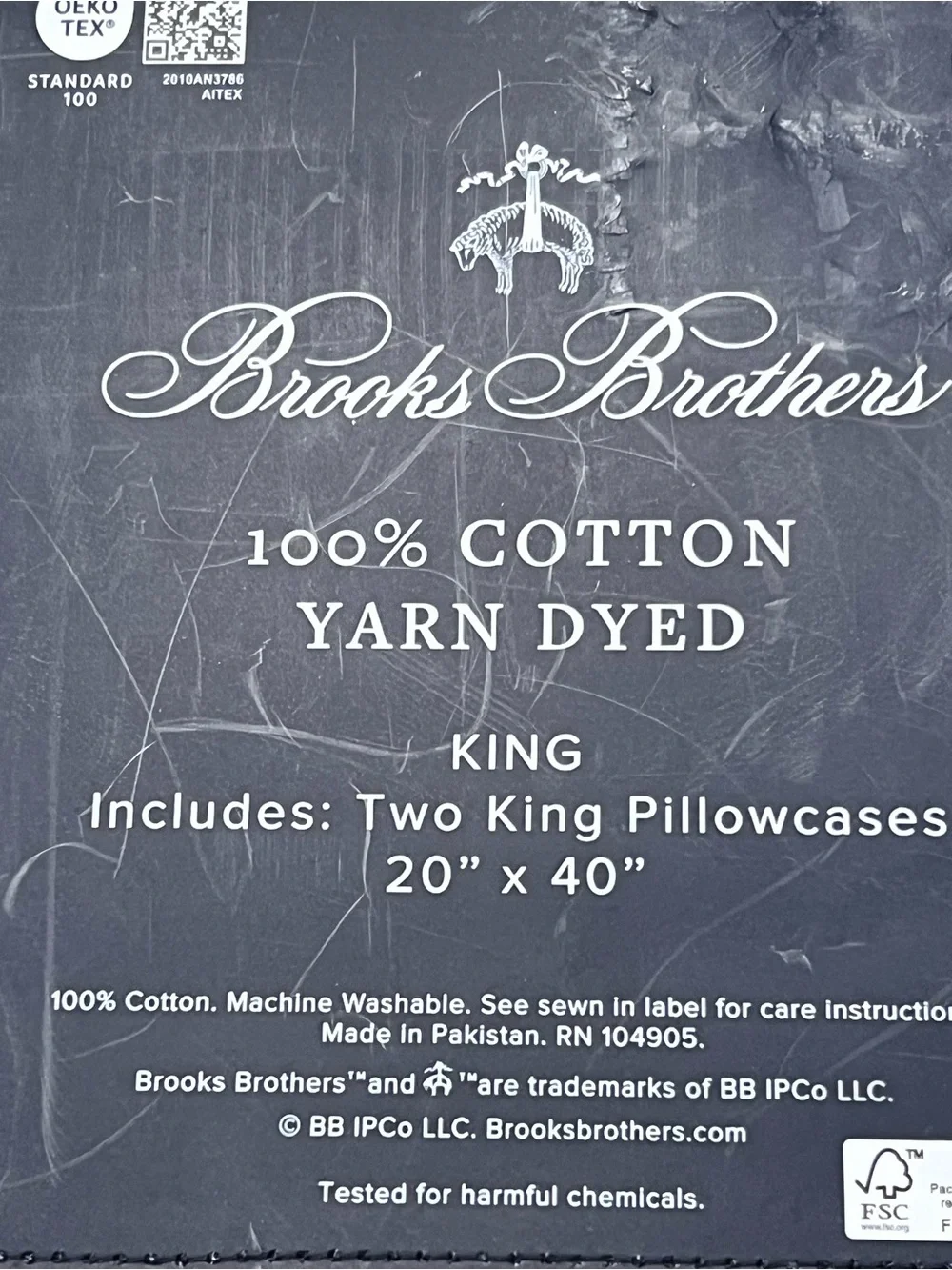 Brooks Brothers KING 2 Pillowcases Blue Stripe Yarn Dyed Farmhouse Coastal Set